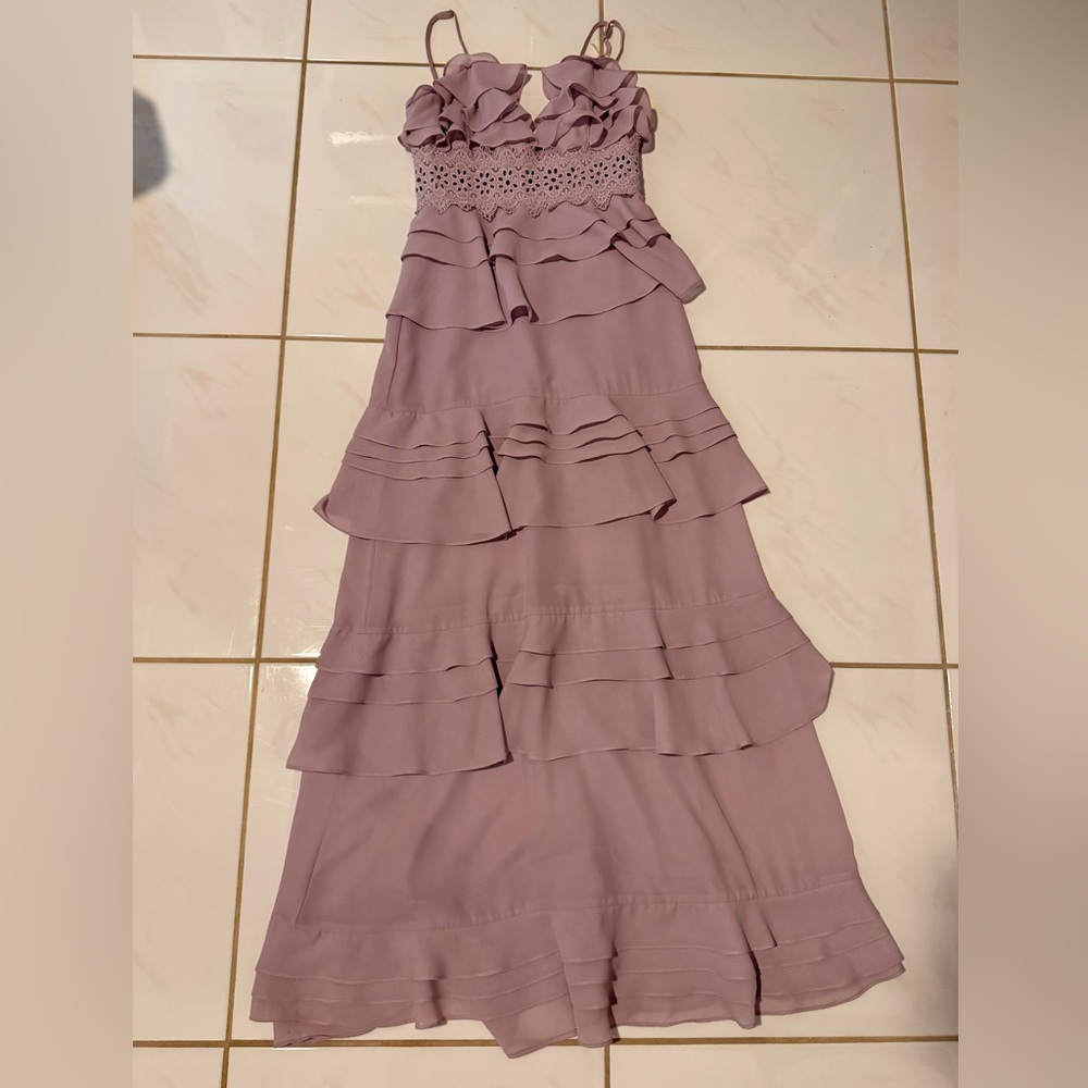 Elegant Lavender Ruffle Prom Dress